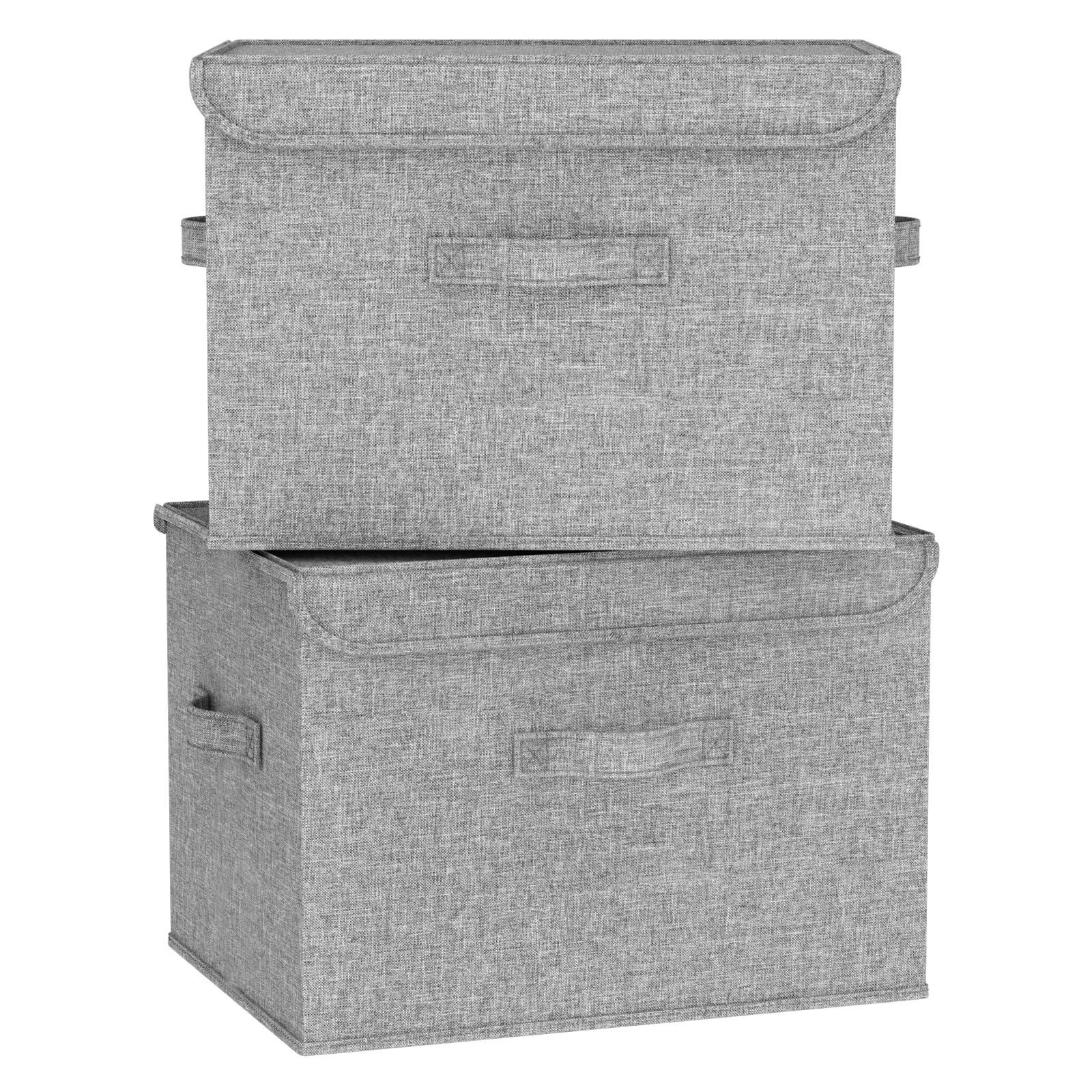 37.8L Stackable Storage Boxes with Lids Linen Clothes Wardrobe Organiser