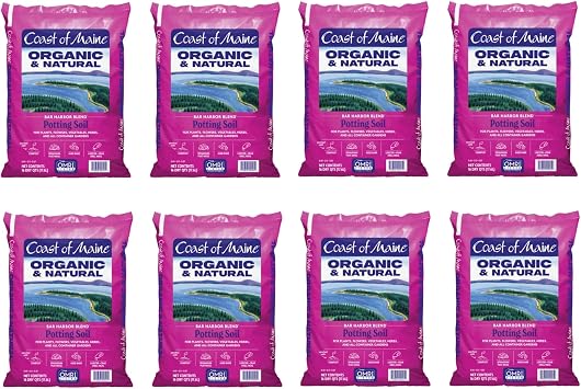 Coast of Maine Bar Harbor Blend, 16qt Pack of 8 Organic and Natural Potting Soil for Houseplants, Flowers, Vegetables, Herbs and Containers