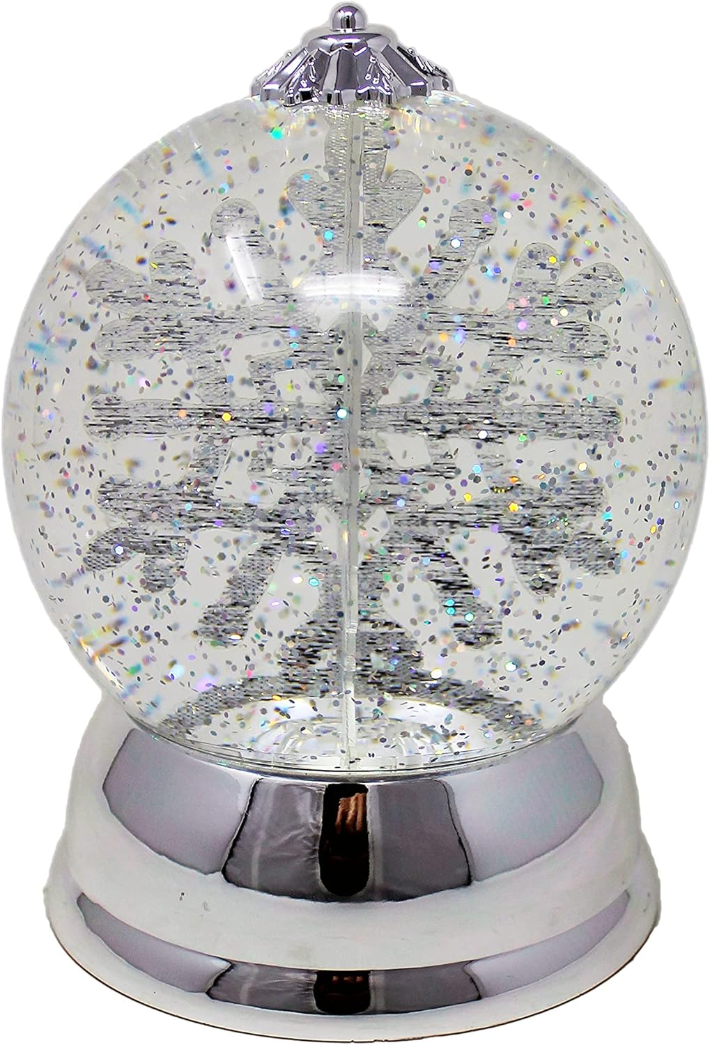 Christmas Decor Lighted Snow Globe with Spinning Snowflake, Battery Operated (not Included) - 6.5" H x 4.5" W x 4.5" D