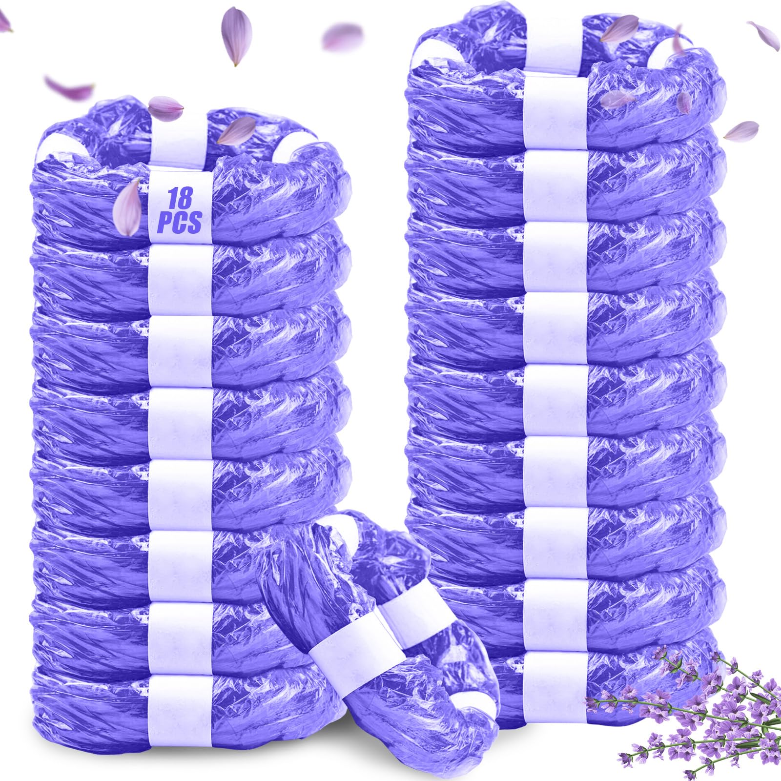 Lot de 18 Recharge Poubelle à Couches, 4,5M Sac Poubelle Couche Grande Capacité Étendu Épaissi Recharge, Bebe Recharge Sac Poubelle Couche Compatible avec Tommee Tippee, Angelcare(Violet)