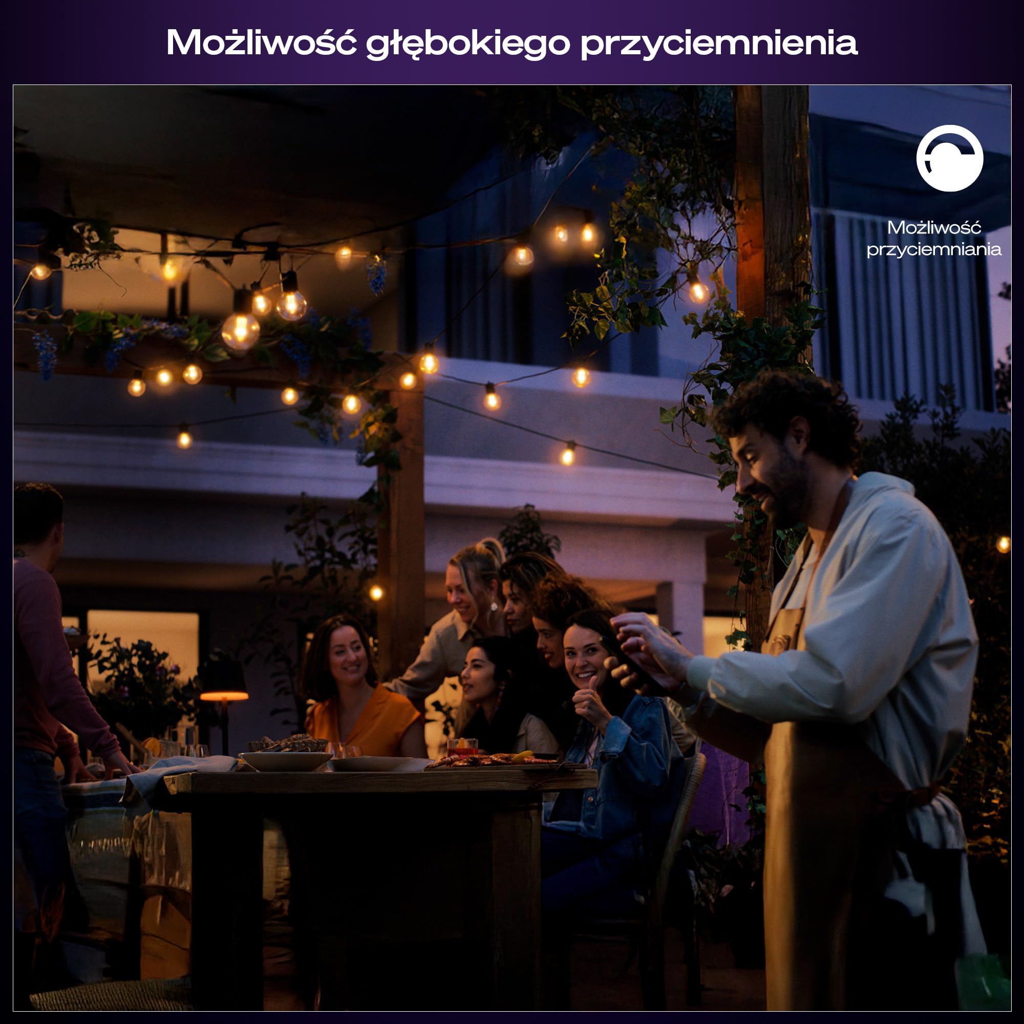 Lampki sznurkowe Philips Hue Festavia Globe na zewnątrz, białe i kolorowe, 21 m, 30 żarówek, ściemniane, sterowane aplikacją Hue, współpracujące z Alexa, Google Asystentem i Apple Home.