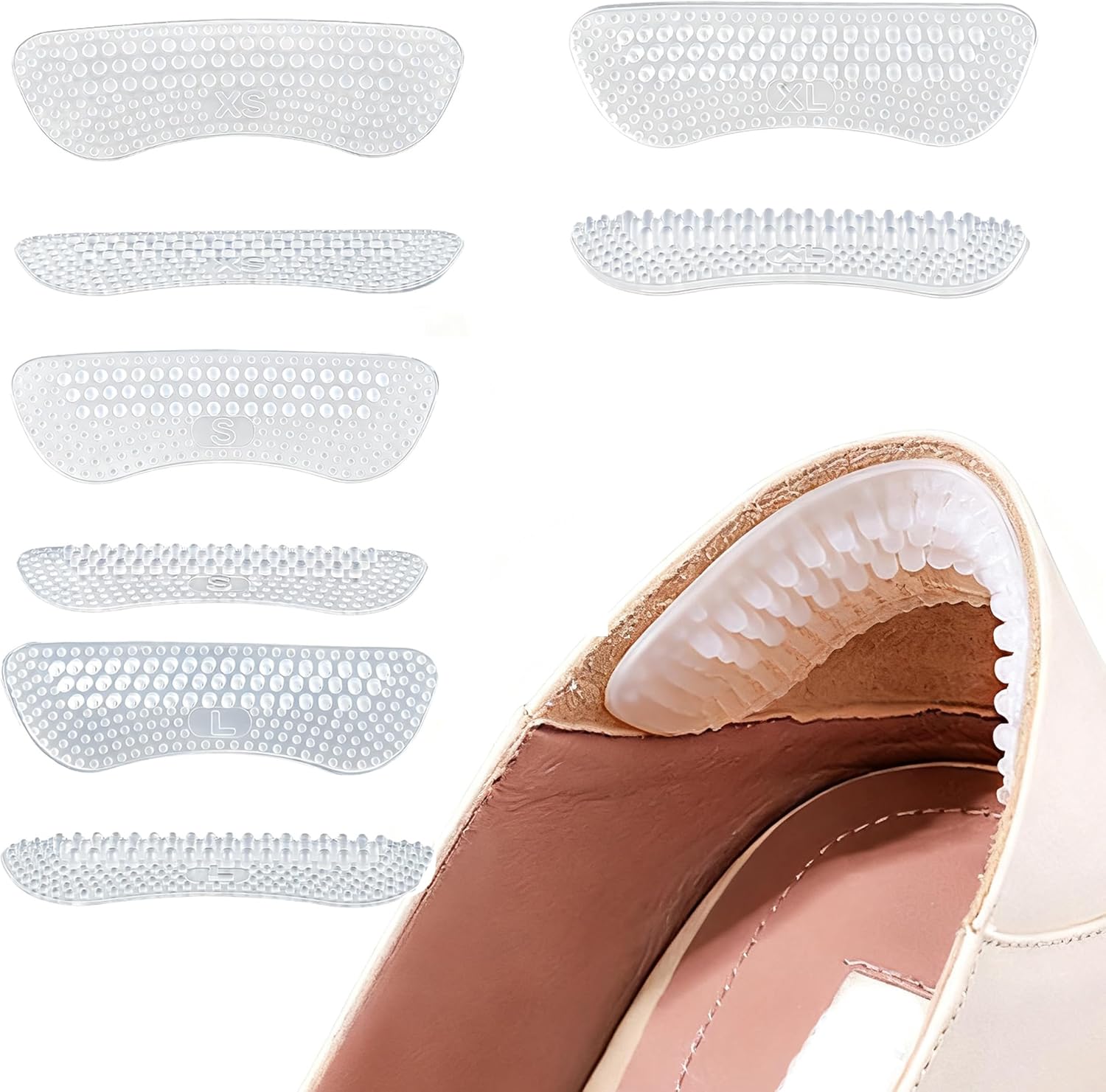 8 Pair Heel Stickers Soft Silicone Cushions Heels Grips for Loose Shoes, Anti Slip Inserts Heel Pads Protectors for High Heels, Flats, Casual Shoes etc, Stop Heel Pain and Blisters
