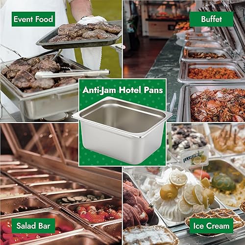 Miniatura 116 de HECMAC Paquete de 6 tapas de sartén de hotel de tamaño completo, acero inoxidable, tapa de sartén de alimentos con asa, calibre 23