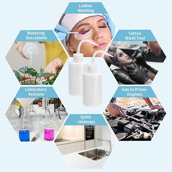 12 Pack Plastic Squeeze Wash Bottle, White Tattoo Water Bottles