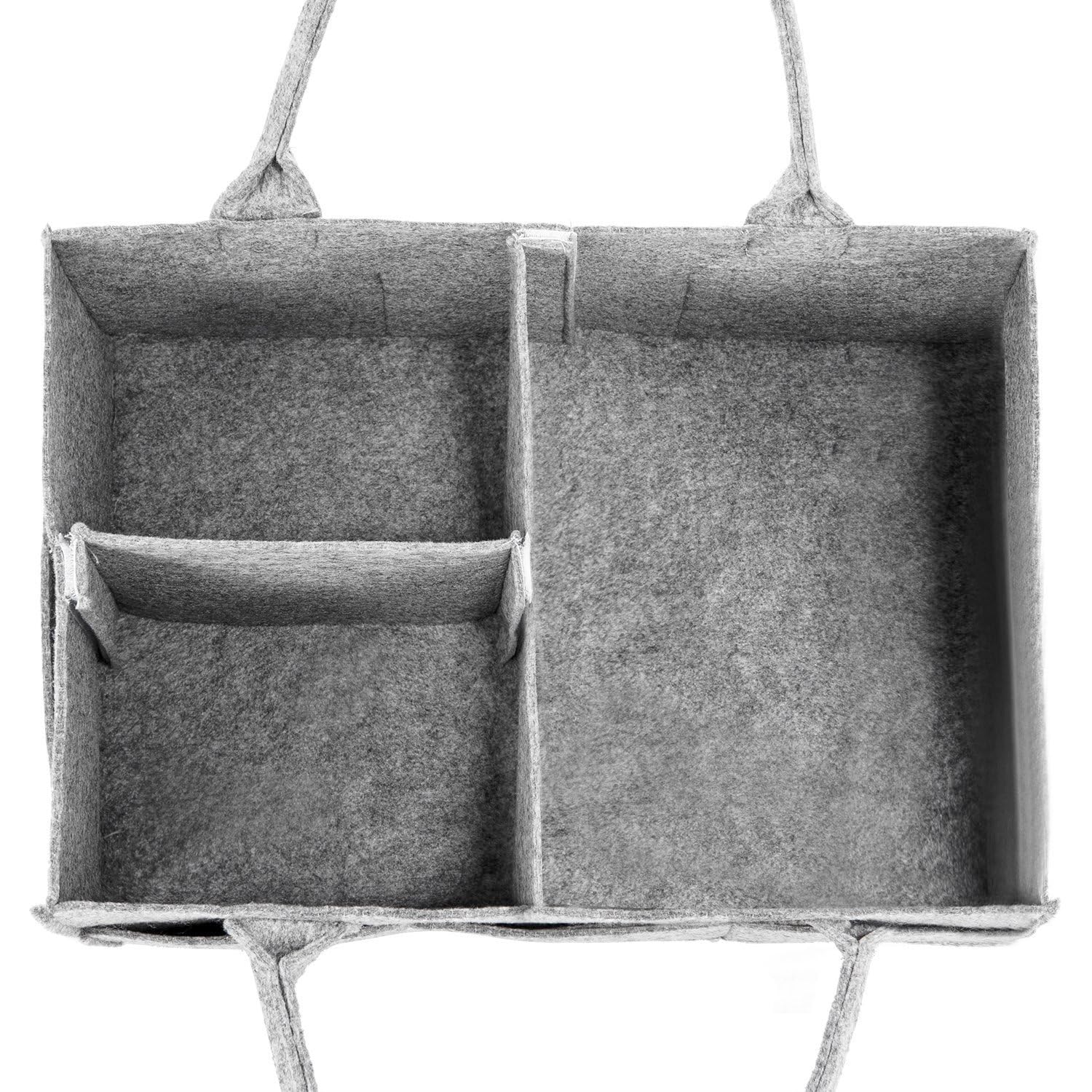 MaidMAX Cesta para Accesorios de Bebé, Canastilla de Bebé, Pañalera Portátil con Compartimentos Ajustables, para Hogar, Coche, Viaje, Gris | Bolsa de fieltro portátil multifuncional con compartimentos intercambiables para habitación de los niños, coche y