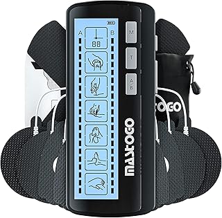 TENS Unit, 6 Modes Dual Channel TENS EMS Muscle Stimulator, Rechargeable Muscle Massager Electronic Pulse Massager for Body Pain Relief, with 10 Electrode Pads