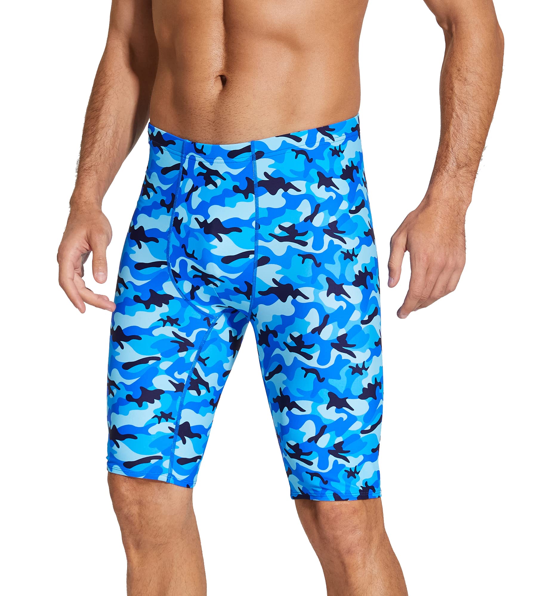 DEVOROPA Men's Swim Jammers Athletic Swimwear Racing Training Swimsuit UPF 50+ Swimming Lap Shorts Quick Dry Bathing Suit