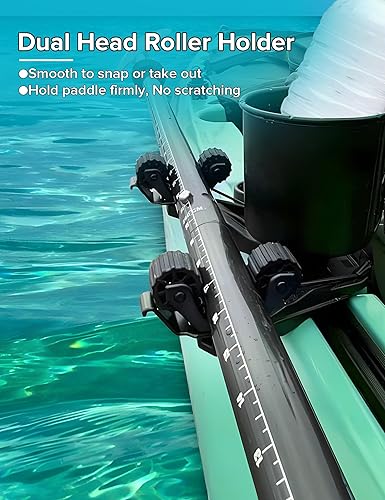 Miniatura 3 de Kayak Paddle Holder, Kayak Accessories for Fishing, Dual Head Kayak Track Mount Accessories, Offset Paddle Holder for Kayaking, Kayak Rail