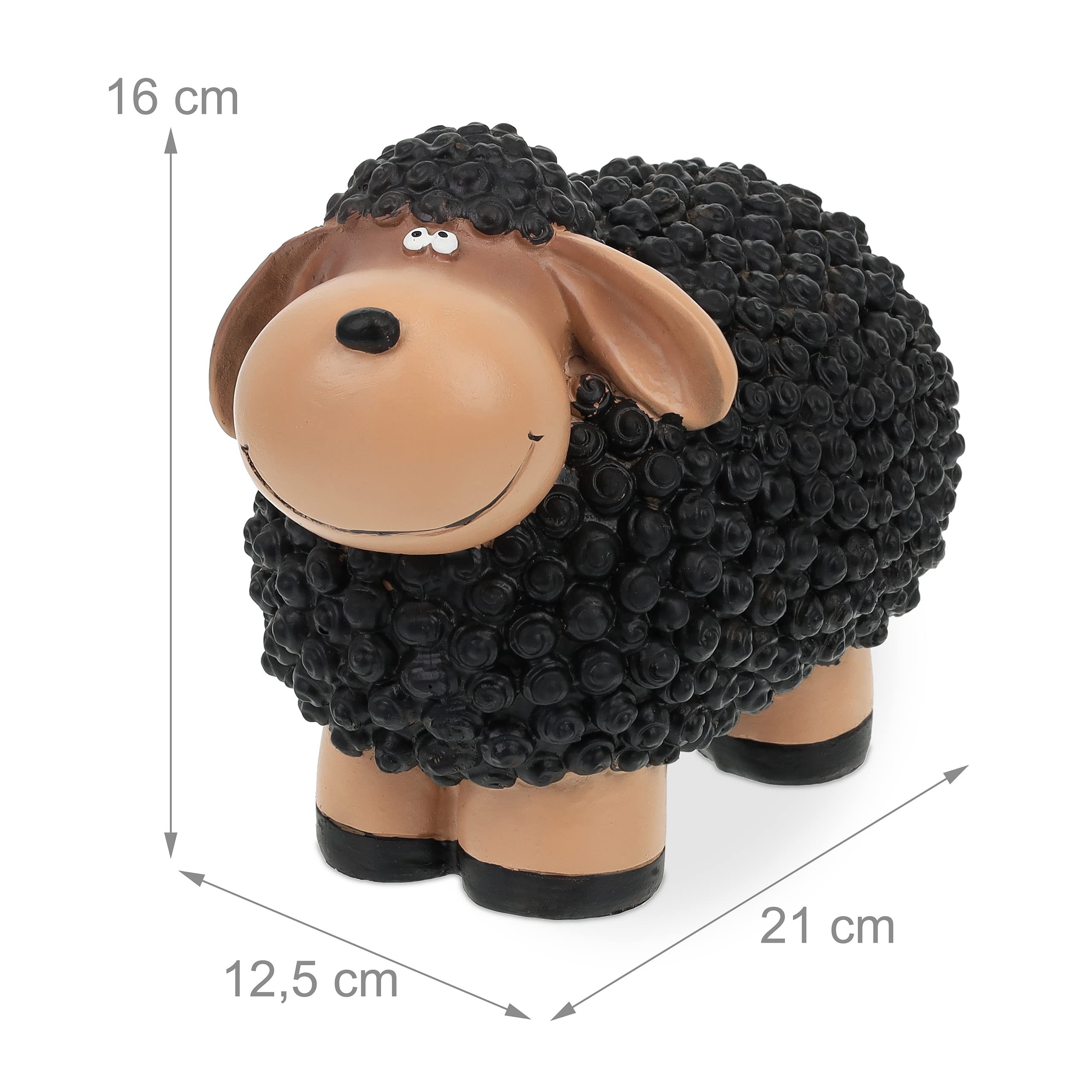 Relaxdays Garden Decoration Sculpture Sheep HWD: 16x21x12.5 cm, Weatherproof, Indoor and Outdoor, Black/Beige - Image 4
