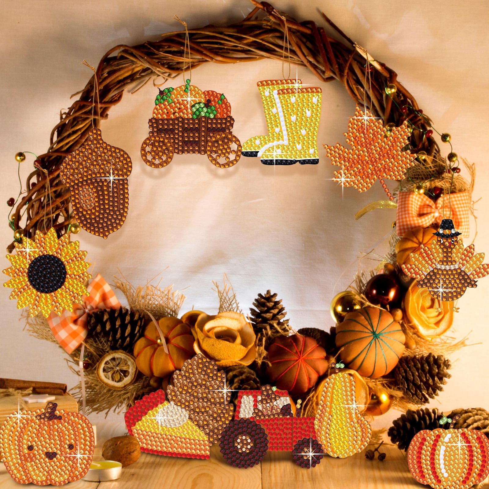 DIANA'S DREAM Halloween Pumpkin Diamond Art Kit – DIY Double-Sided Rhinestone Tabletop Ornament