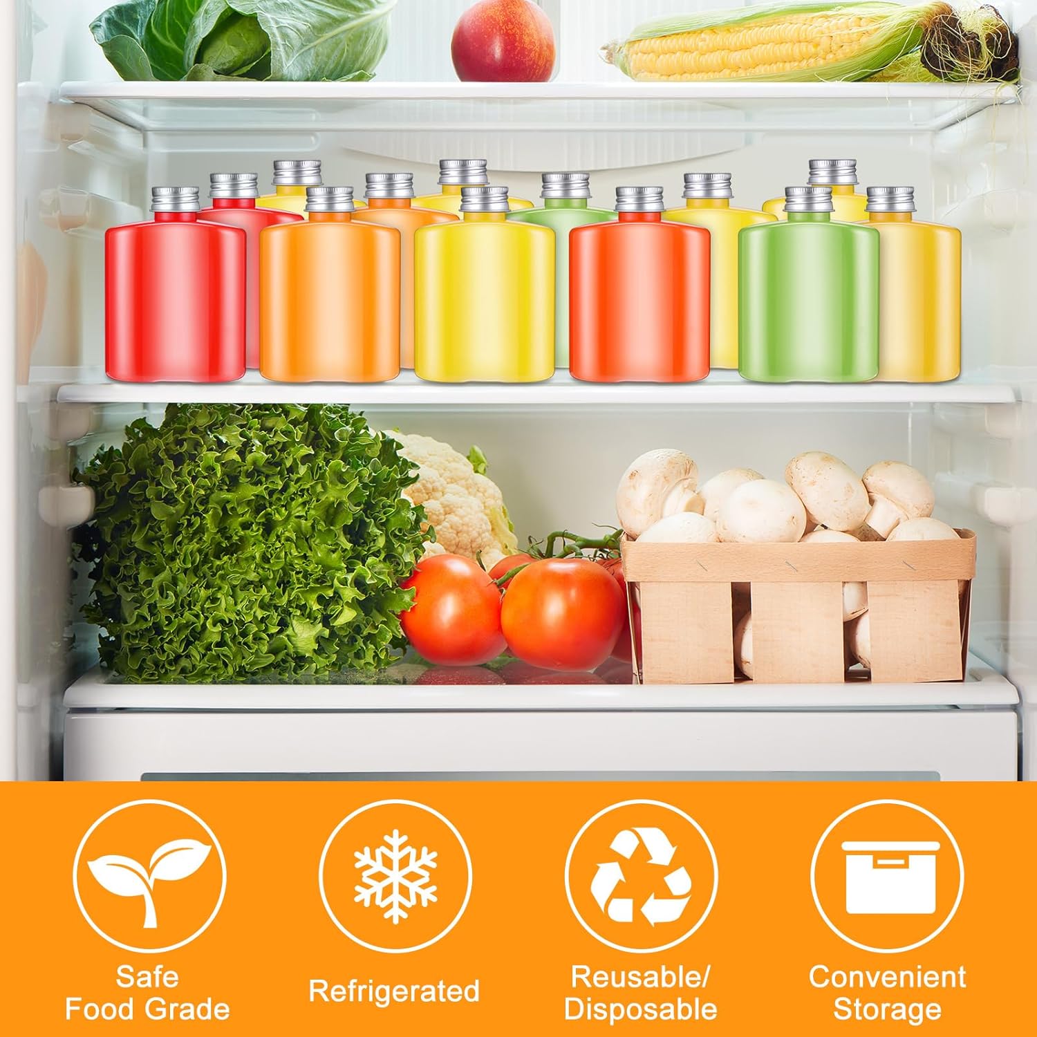 Norme 30 Pcs Plastic Bottles Bulk with Caps 8.5 oz Small Reusable Disposable Juice Bottles Empty Clear Beverages Drink Containers Water Flask Mini Fridge Containers for Juicing Smoothies Milk - Image 7