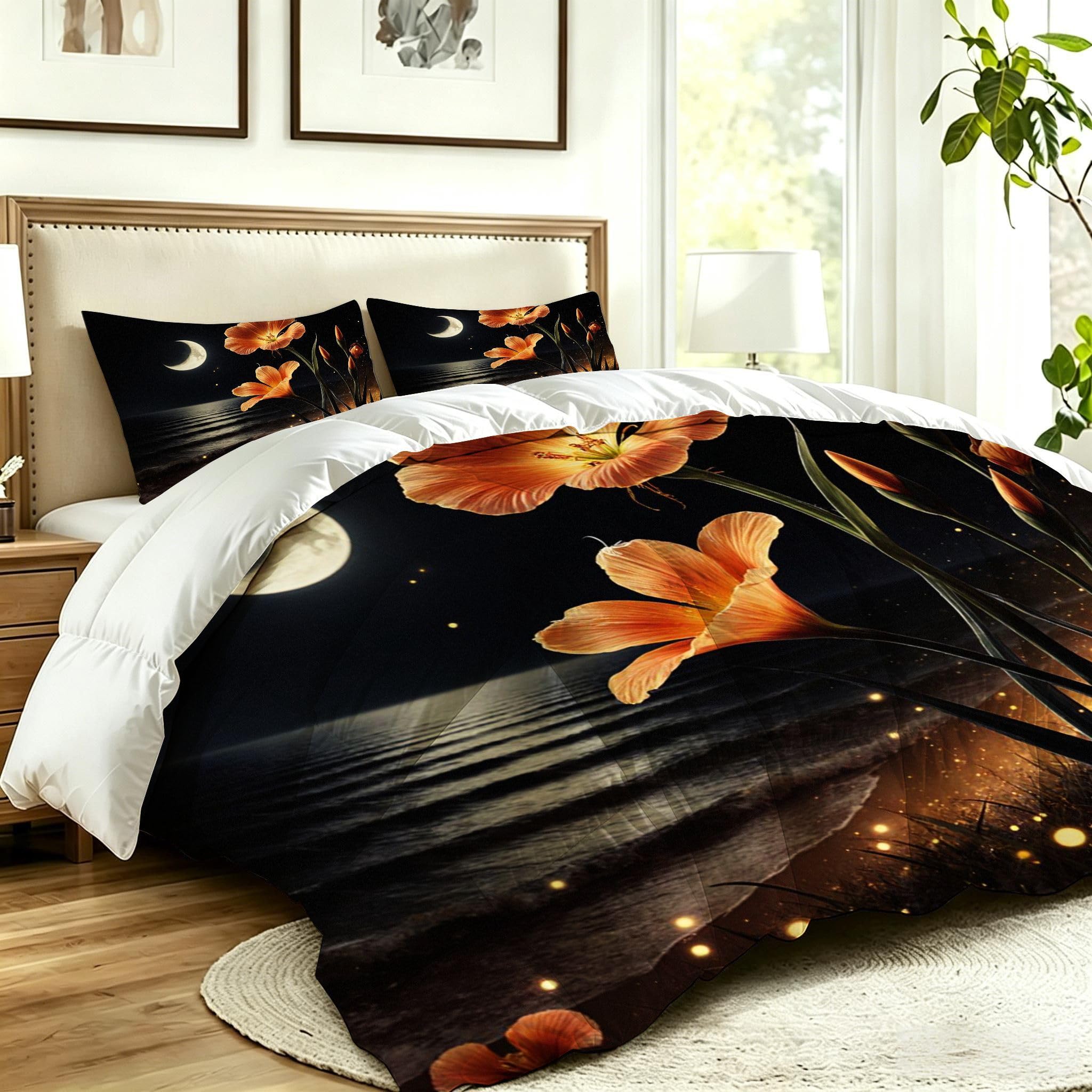 Edredón Cama 90, 150x200 cm, Flores Grises, CQ1239