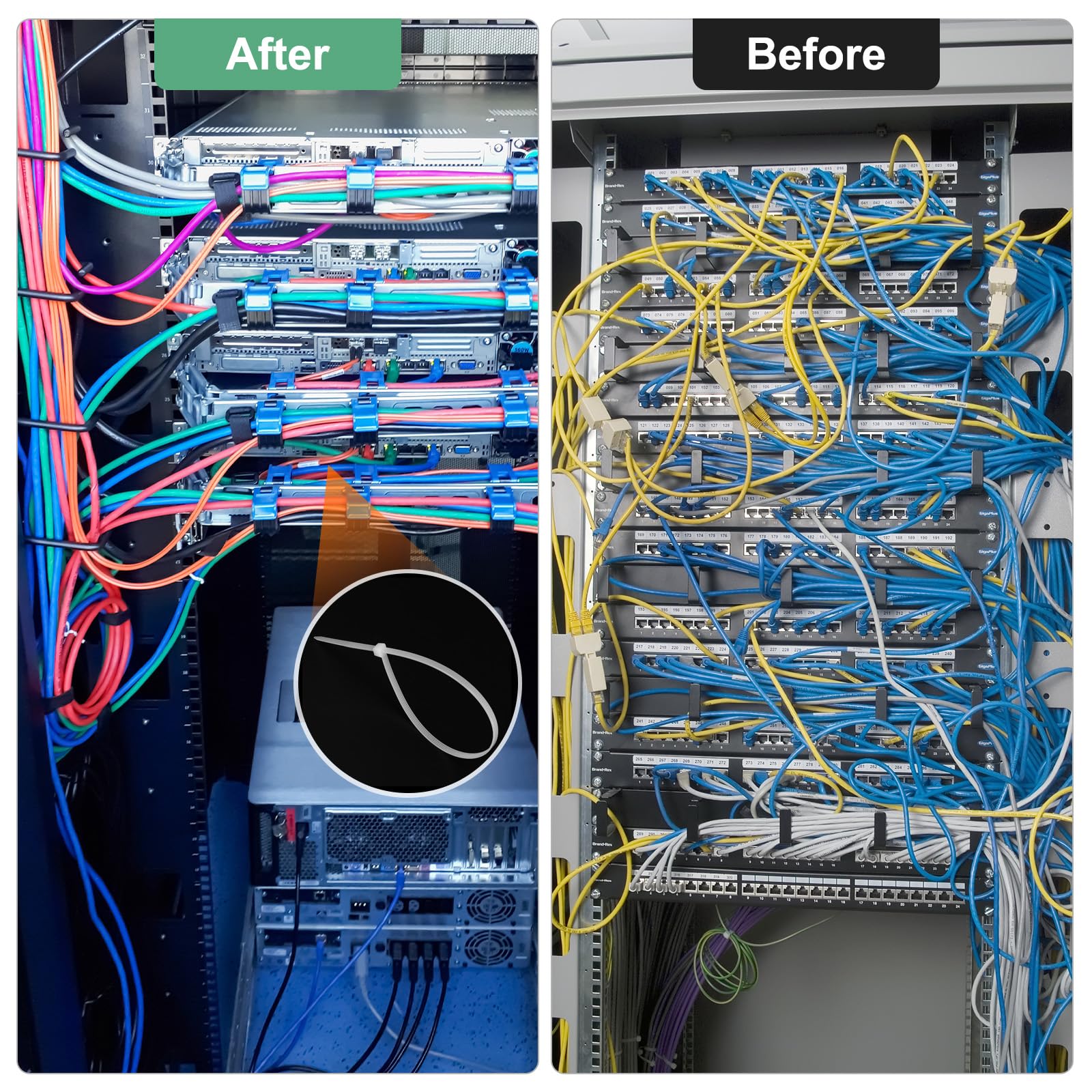M METERXITY Paquete de 1000 Bridas de Nylon de 16" 49 Libras Bridas de Cable de Nylon Autoajustables para Uso en Interiores/Exteriores/Hogar/Oficina/Jardín/Taller/Para Asegurar [Blanco]