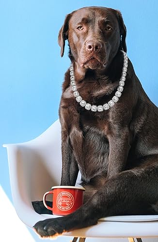 Miniatura 3 de Halukakah Cadena de oro con diamantes agrupados para perros grandes, collar de cadena de tenis, chapado en oro blanco platino VVS, diamantes de