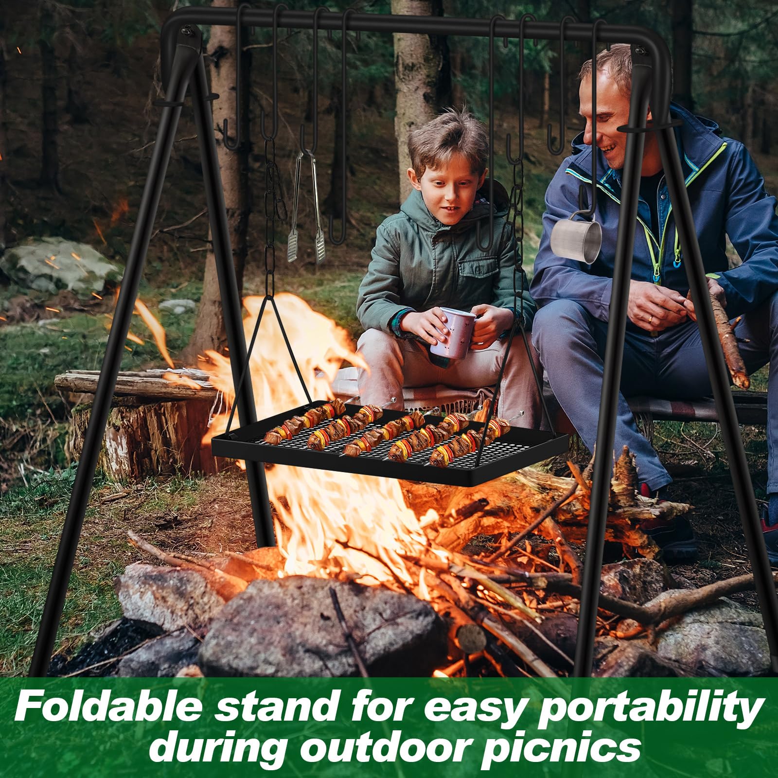 Amazon.com : Rossesay Grill Swing Campfire Stand Campfire Cooking