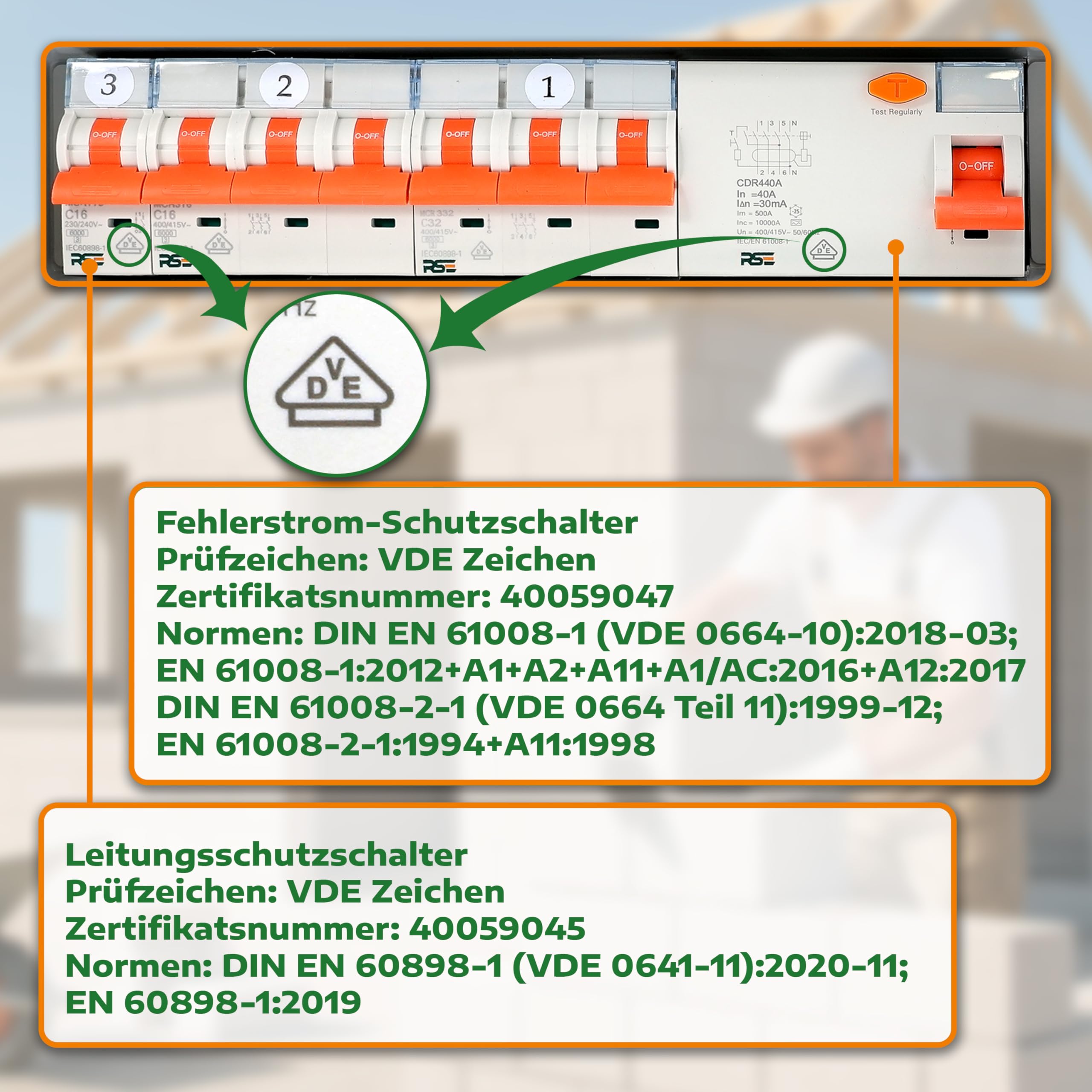 RSE Distribuidor de corriente de montaje para pared, cable completo, 230 V, Schuko con contador a elegir IP65, 8. 6 x 230 V con LS + FI