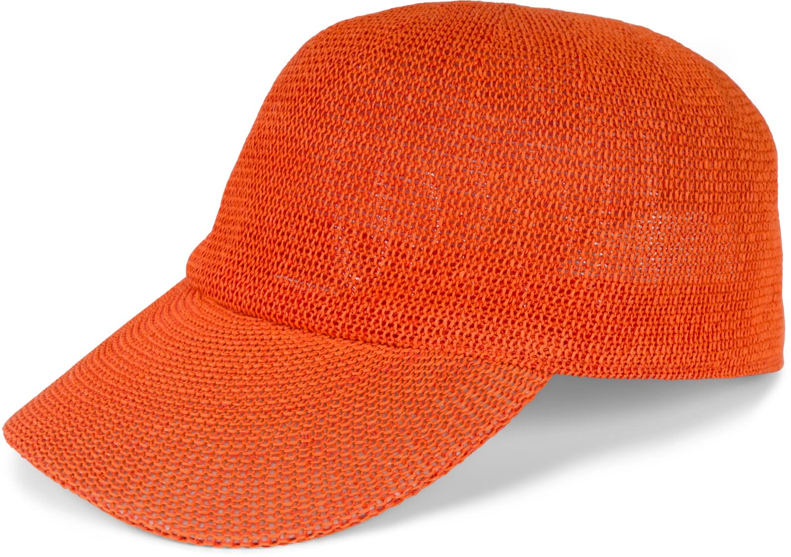 Stylebreaker Women's Orange Unisex Paper Straw Baseball Cap Unicoloured, Airy Summer Basecap, Metal Buckle Adjustable 04023090, Colour: