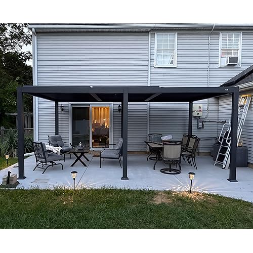 PURPLE LEAF Louvered Pergola 11' x 18' Large Patio Aluminum Pergola Modern Outdoor with Adjustable Roof Hardtop Large for Fire Pit Patio Dining