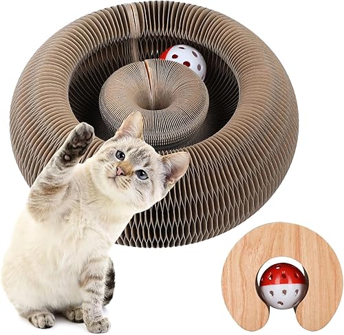 FluffyDream Magic Organ - Tabla de rascar para gatos, almohadilla interactiva para rascar con una bola, rascador de gatos para moler garras,