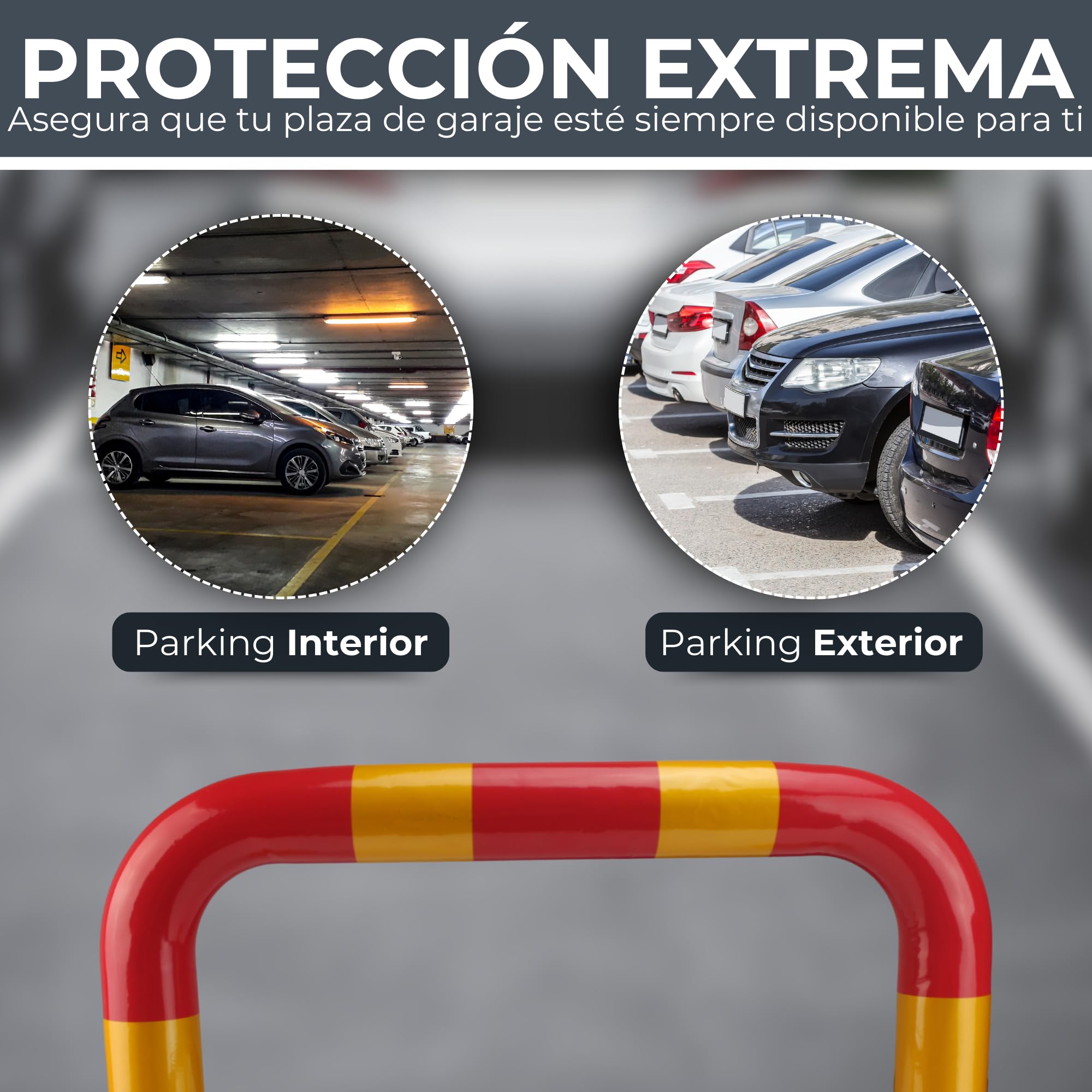 Cepos Parking - Barrera Parking con 2 Juegos de Llaves - Cepo Parking de Color Rojo y Amarillo - Cepo para Parking Interior y Exterior - Barrera Plaza Parking y Plaza Garaje
