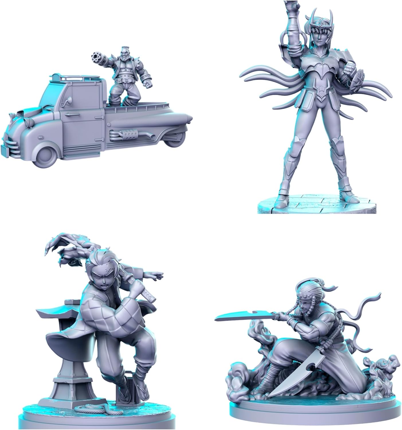 TYL Anime 13 Unpainted Miniature for War Gaming | RPG Scale Figures, Detailed Tabletop Board Game Accessories | Realistic Tabletop Miniatures (D, 32mm)