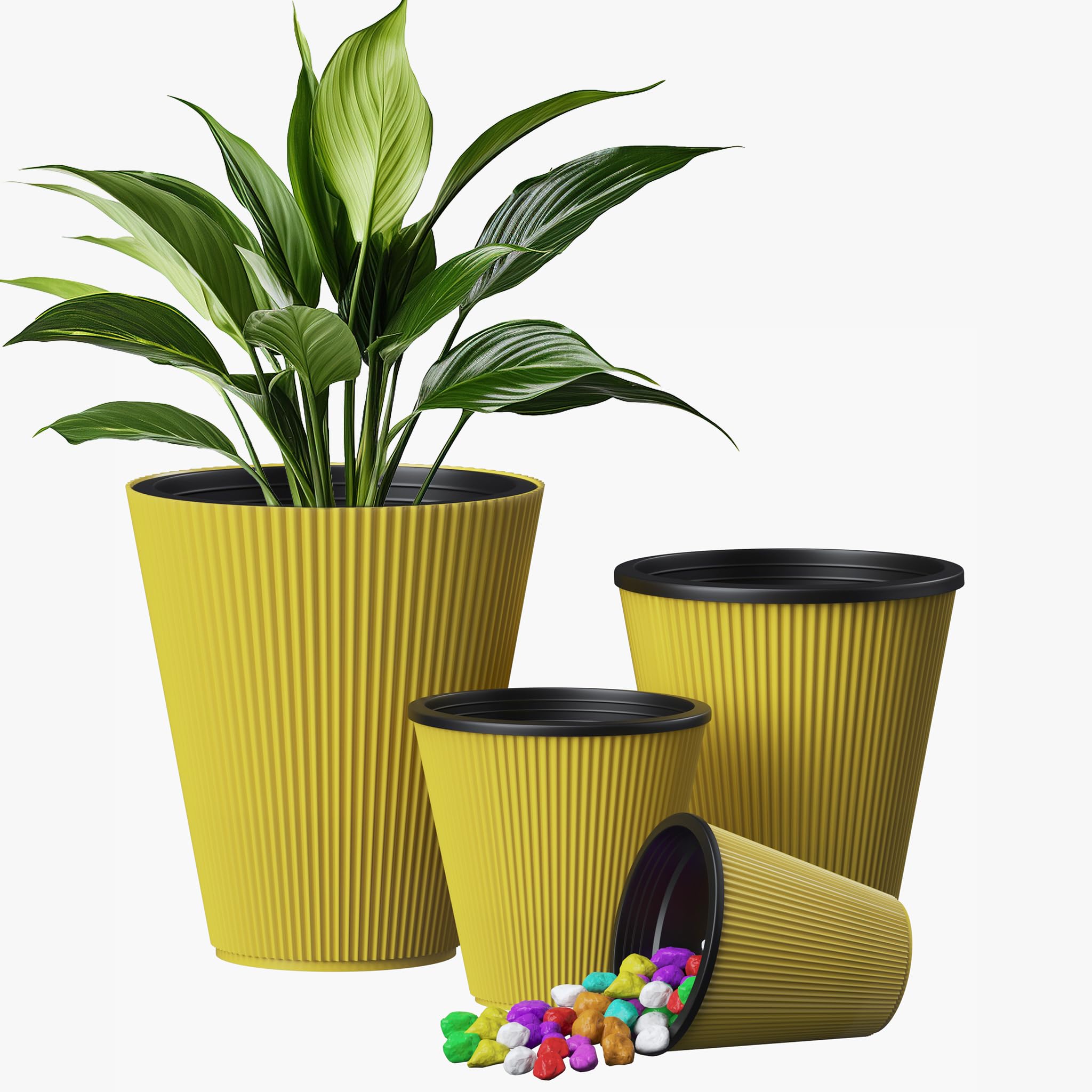 GREENMIND Self-Watering Pots Set of 4 Plant pots (10/7/5/4 Inch) - Eco-Friendly Plant Pots Unfadable Virgin Plastic Flower Pots & Plant Pots for Home Decor, Indoor and Outdoor Gardening Pots for Plant (B0D49HFWXQ) Amazon Price History, Amazon Price Tracker