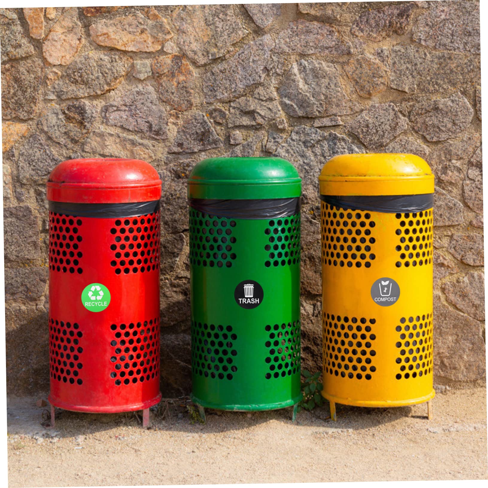 KICHOUSE Garbage Classification Stickers Trash Recycling Stickers 9pcs Black Waste Container