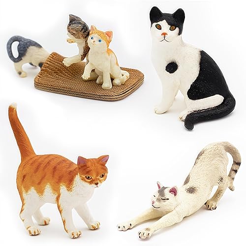 Miniatura 5 de Gemini&Genius 6 juguetes de gato para niños, figuras de gato, gatitos realistas para niños pequeños, juguetes divertidos de animales para mascotas,