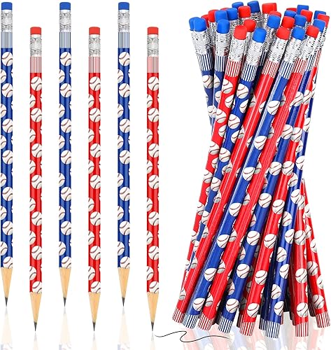 Rumia 36 lápices de madera con borrador, divertidos lápices de béisbol para niños, para fiestas, escuela, oficina