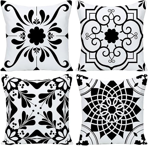 Miniatura 8 de Juego de 4 fundas de almohada decorativas de flores naranjas de 16 x 16 pulgadas, fundas de cojín cuadradas para sala de estar, cama, sofá, patio,