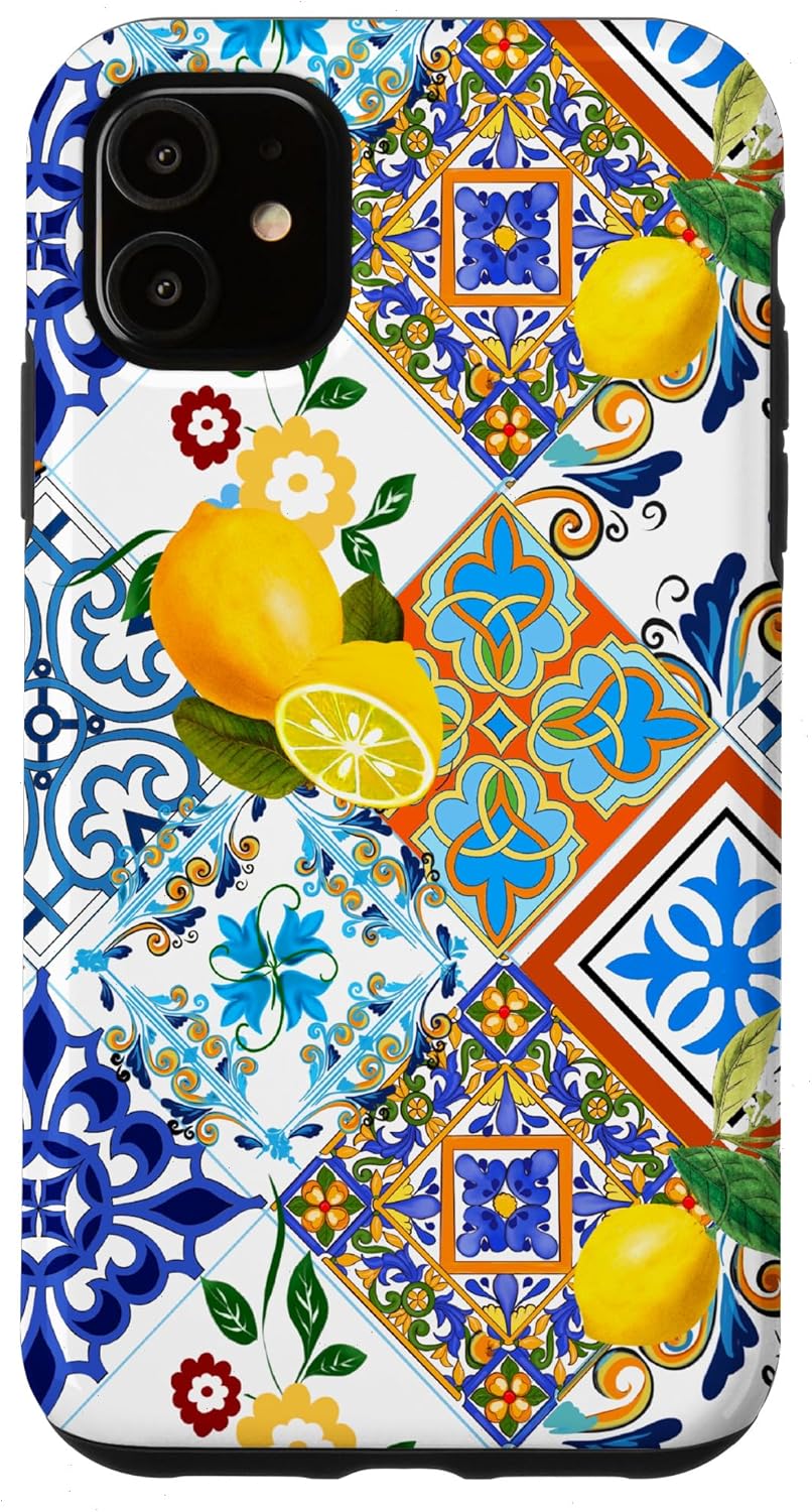 Mediterranean tiles,Sicilian art,majolica,lemons,summer Case for iPhone 13