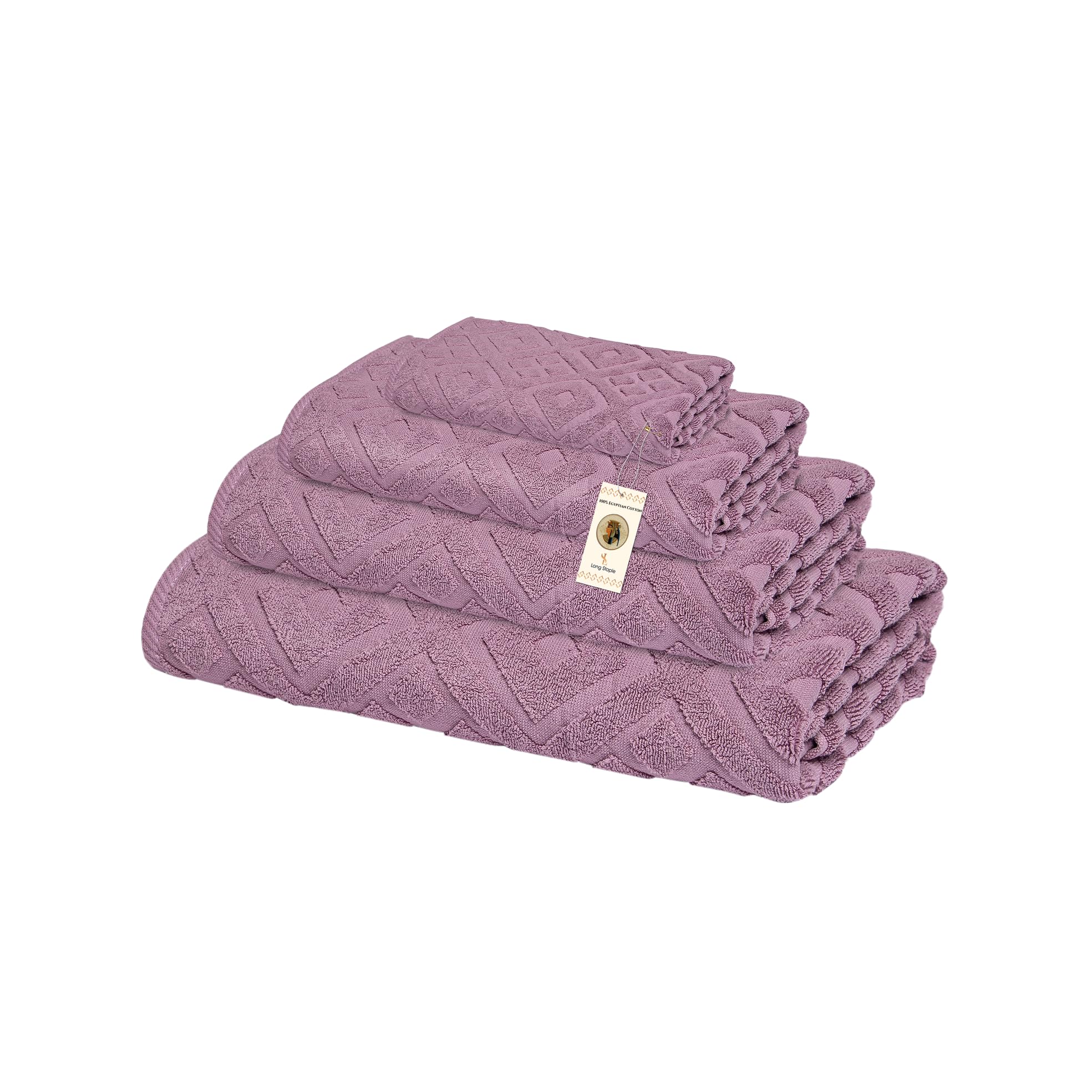 LONG STAPLE egyptian cotton towel set extra absorbent luxury design made in egypt luxor design (A purble, 30x30 50x95 70x140 90x160)