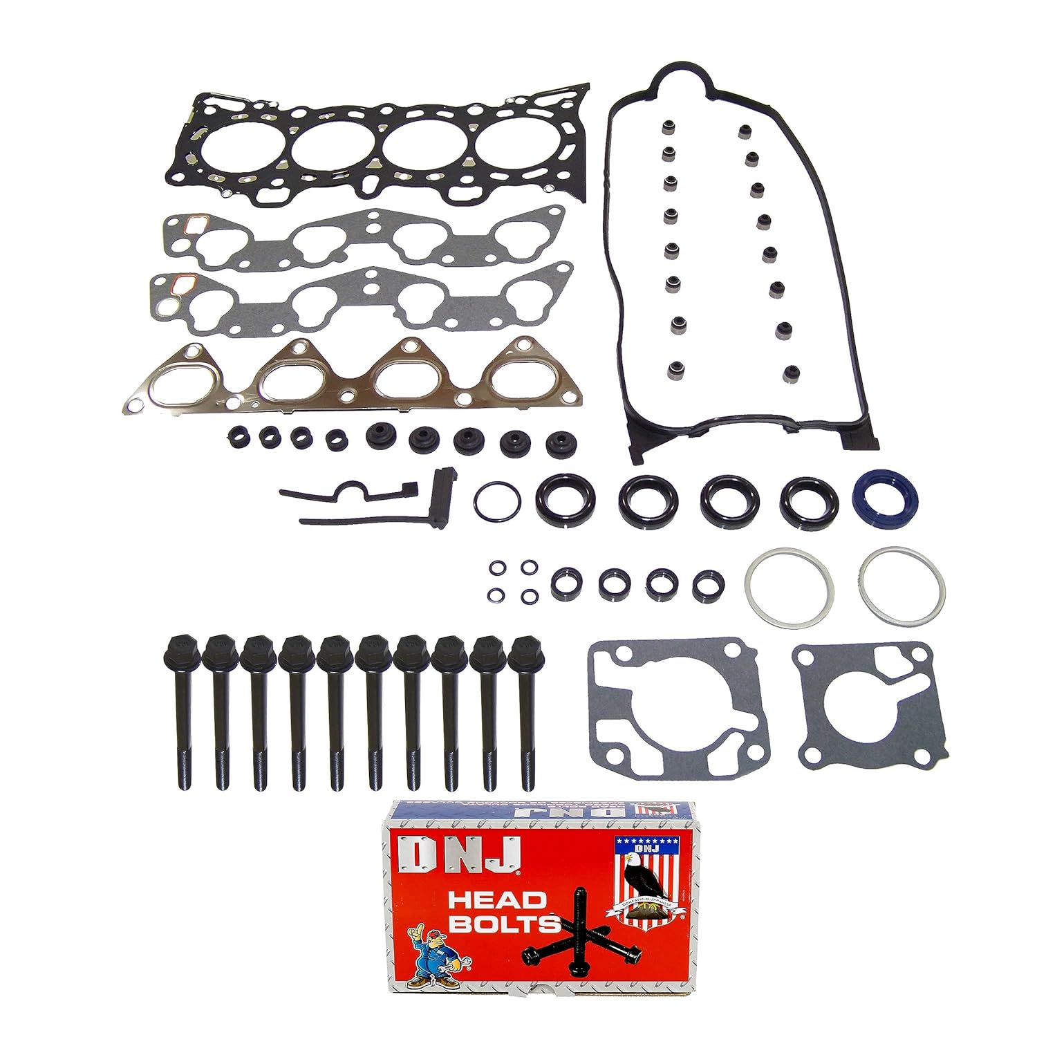 DNJ HGB296 Cylinder Head Gasket Set with Head Bolt Kit for 1992-1995 Honda Civic 1.5L 1493cc L4 SOHC