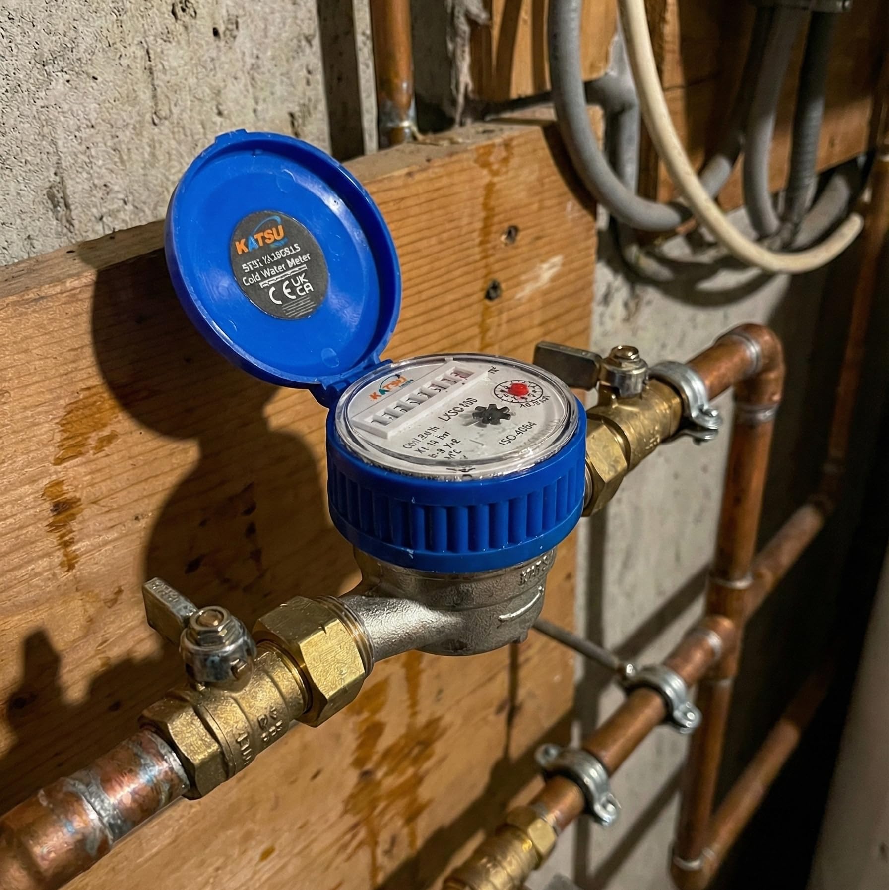 KATSU Compteur d'Eau Froide 13 mm Plastique ABS avec Raccords en Laiton Compteur à Sec