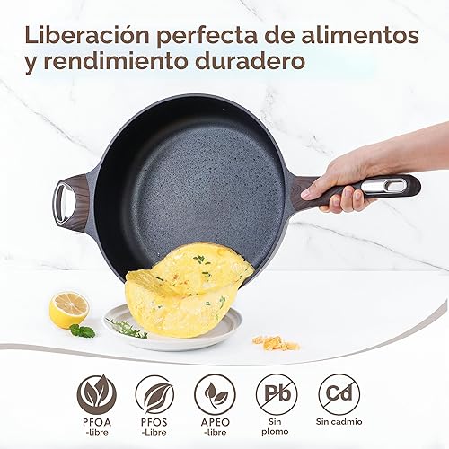 Miniatura 2 de SENSARTE Sartén antiadherente con tapa, sartén profunda grande de 13.3 pulgadas, sartén antiadherente de 6 cuartos de galón con tapa, sartén de