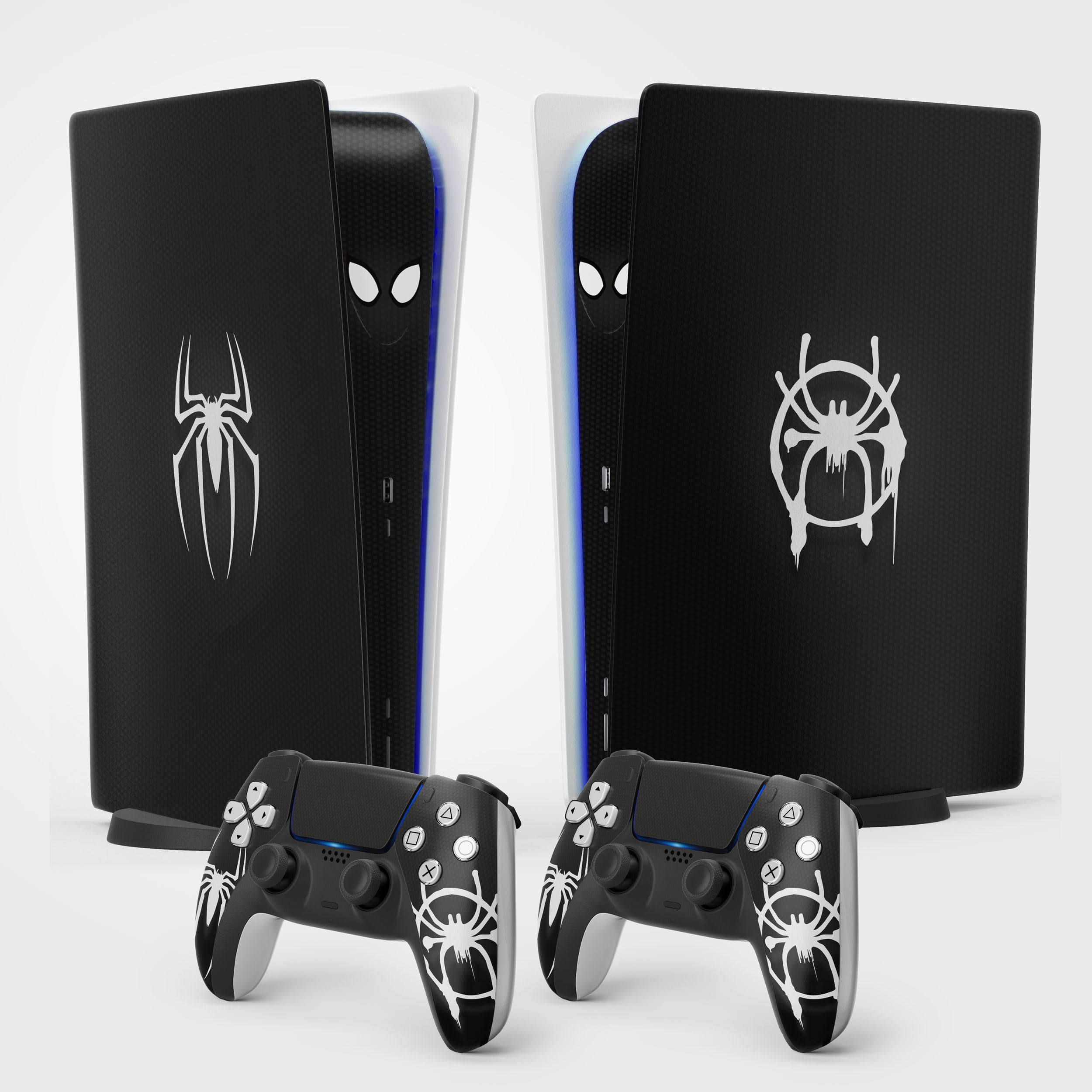 Sticker PS 5 Spider, Autocollant PS 5 Gaming, Console et Manette, Edition Standard Disque, Skin Spider Noir (1 Manette)