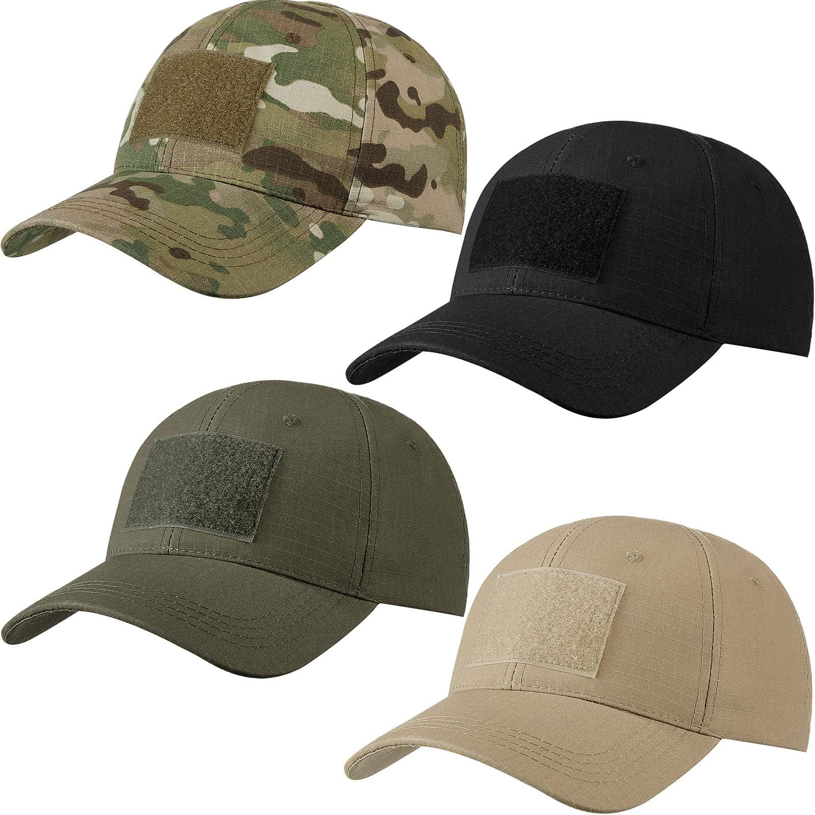 4 Pieces Tactical Army Hats Adjustable Operator Hat Military Patch Breathable Baseball Hat for Men Women Outdoor