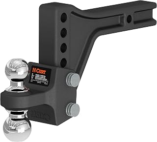 CURT 45935 Adjustable Trailer Hitch Ball Mount with Dual Ball, 2" Shank, Up to 15,000 lbs