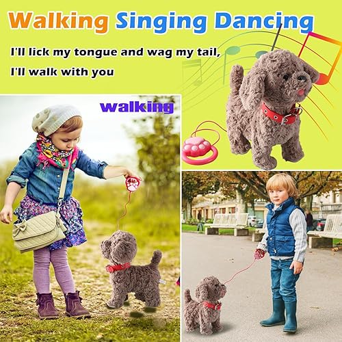Miniatura 4 de Walking Barking Dog Toy Singing Puppy Set, Repeat What You Say Teddy with Control Leash Electronic Dog, Touch or Voice Control Realistic Robot