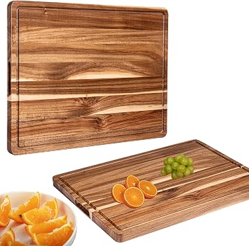 Acacia Wood Cutting Board for Kitchen, 24'' X 18'' X 1.2'' Extra Large Wooden Cutting Board, Butcher Block with Deep Juice Groove and Side Handle for Meat, Vegetables, Cheese