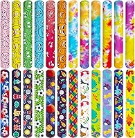 Vista 1 de POPLAY 48 pulseras para niños, pulseras a presión a granel, pulseras de teñido anudado a granel, regalos de fiesta de fin de año, premios de aula