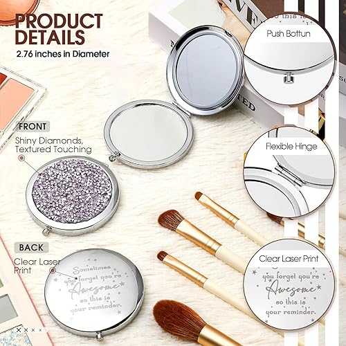 Miniatura 10 de Roowest 10 piezas de espejo compacto inspirador Sometimes You Forget You're Awesome Apreciation Thank You Gifts para mujeres, empleados, compañeros
