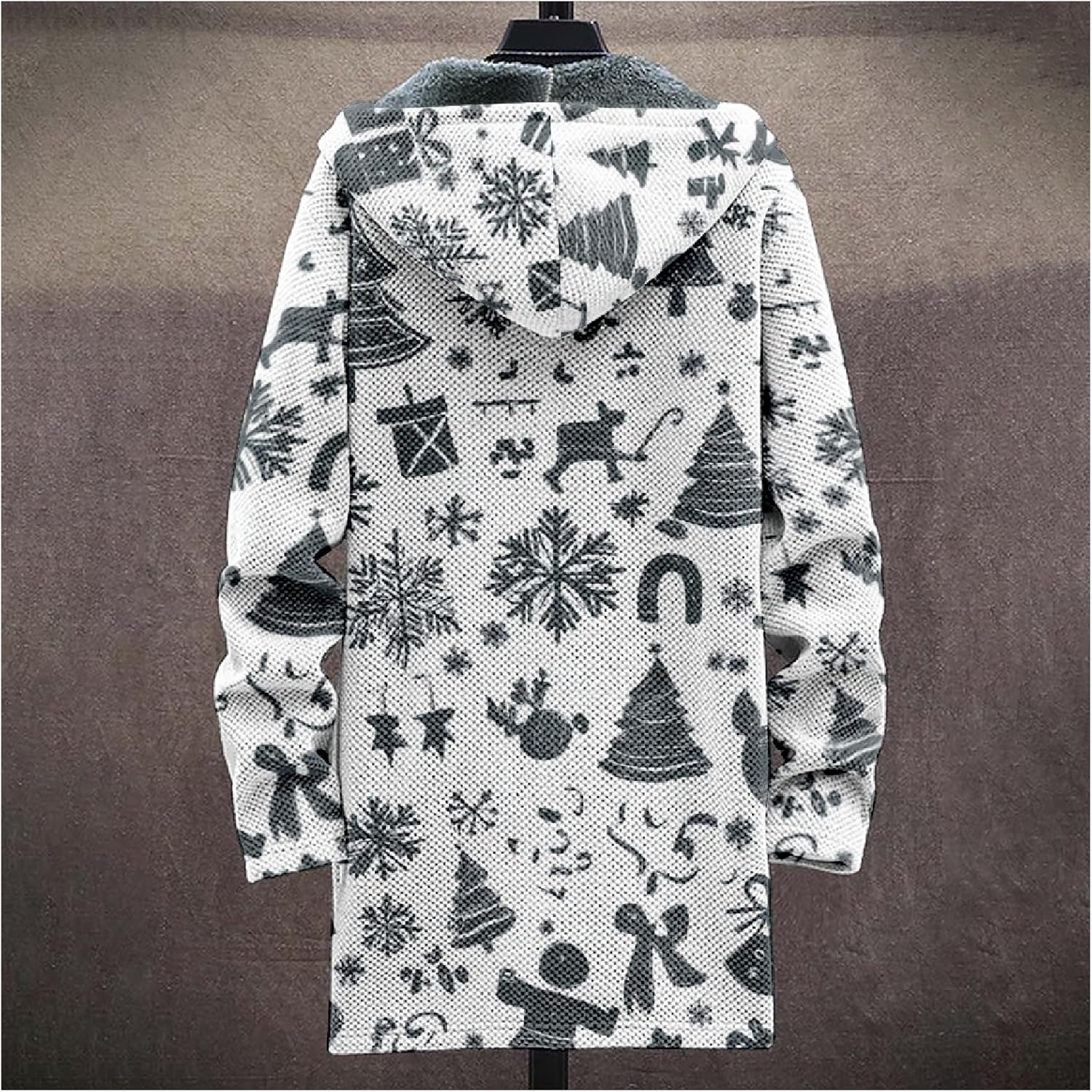 Mens Long Cardigan Hoodies Color Block Hooded Jacket Horse Print Open front Sweater Hoodie with Pockets Coat - Image 2