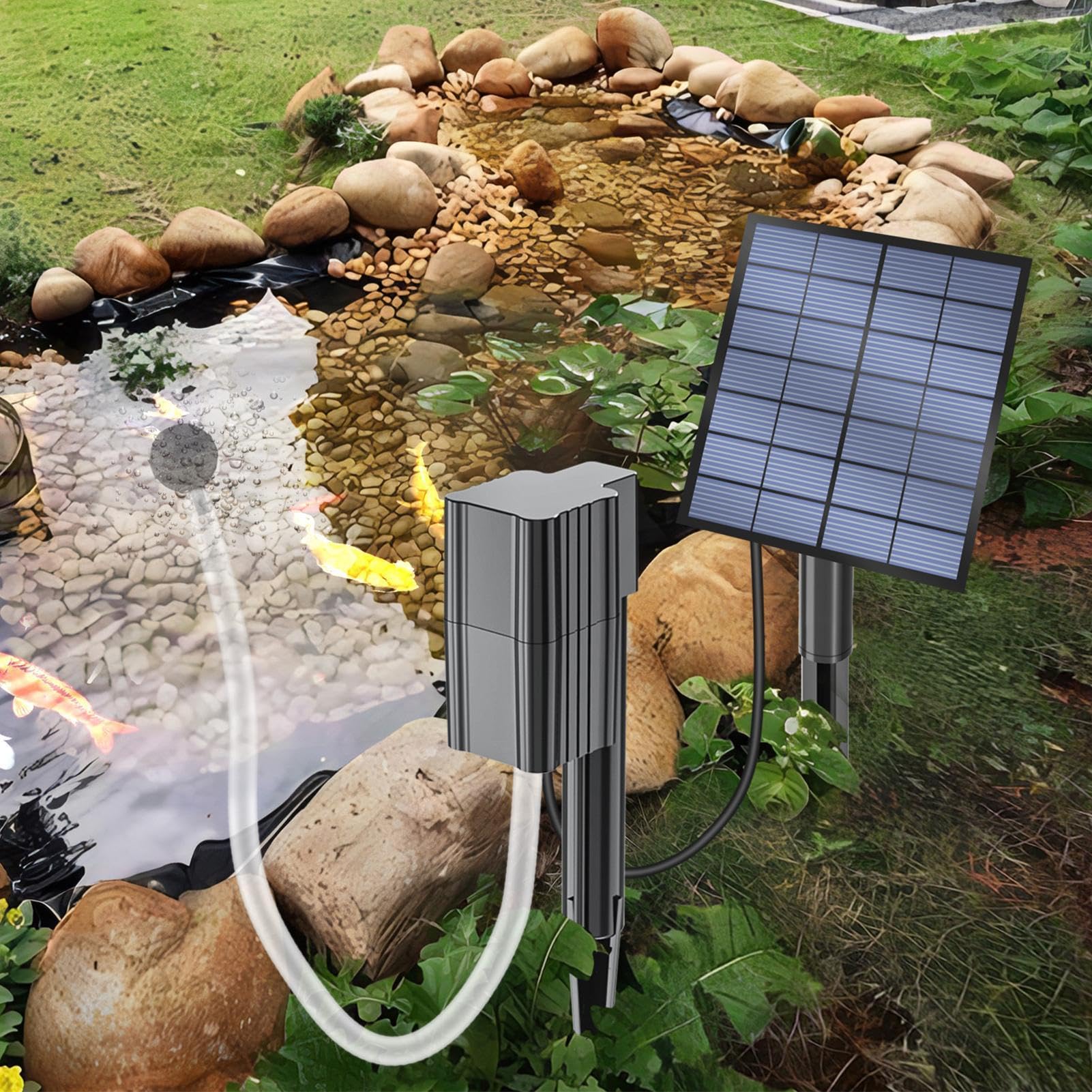 Pompa di ossigeno solare | Sistema di aerazione dello stagno | Pompa ad aria solare, ossigenatore ad energia solare, pompa ad ossigeno per laghetto e acqua, 2 modalità alimentate ad aria,