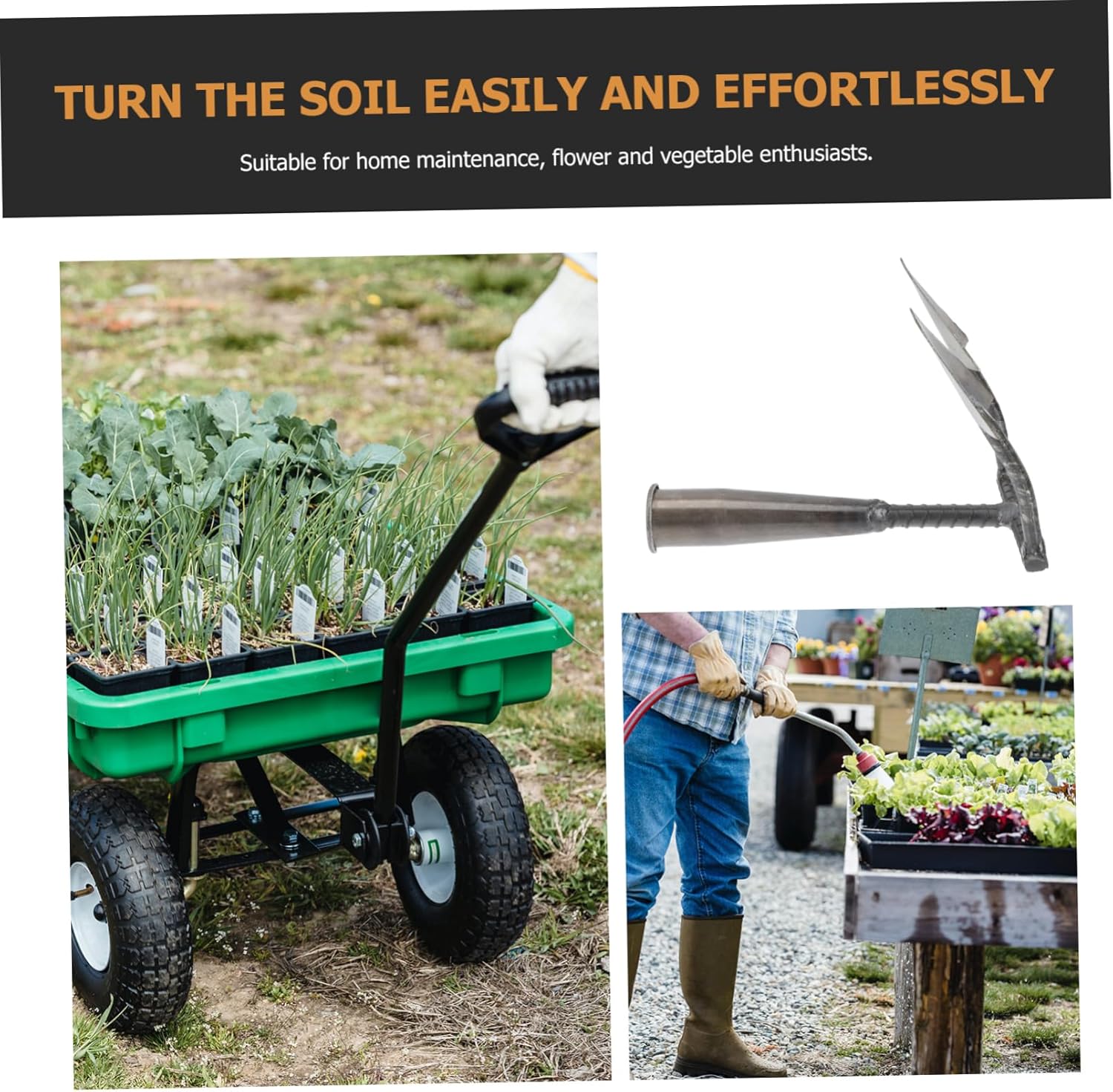 1pc Multi-Function Triangle Hoe for Digging and Manuring Sturdy Pointed Head Gardening Tool for Weeding Cultivating and Soil Loosening for Flowers and Vegetable Planting