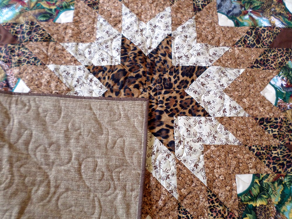 Mountain High Crafts Jungle Safari Animal Baby Toddler Quilt, Star Design, 46