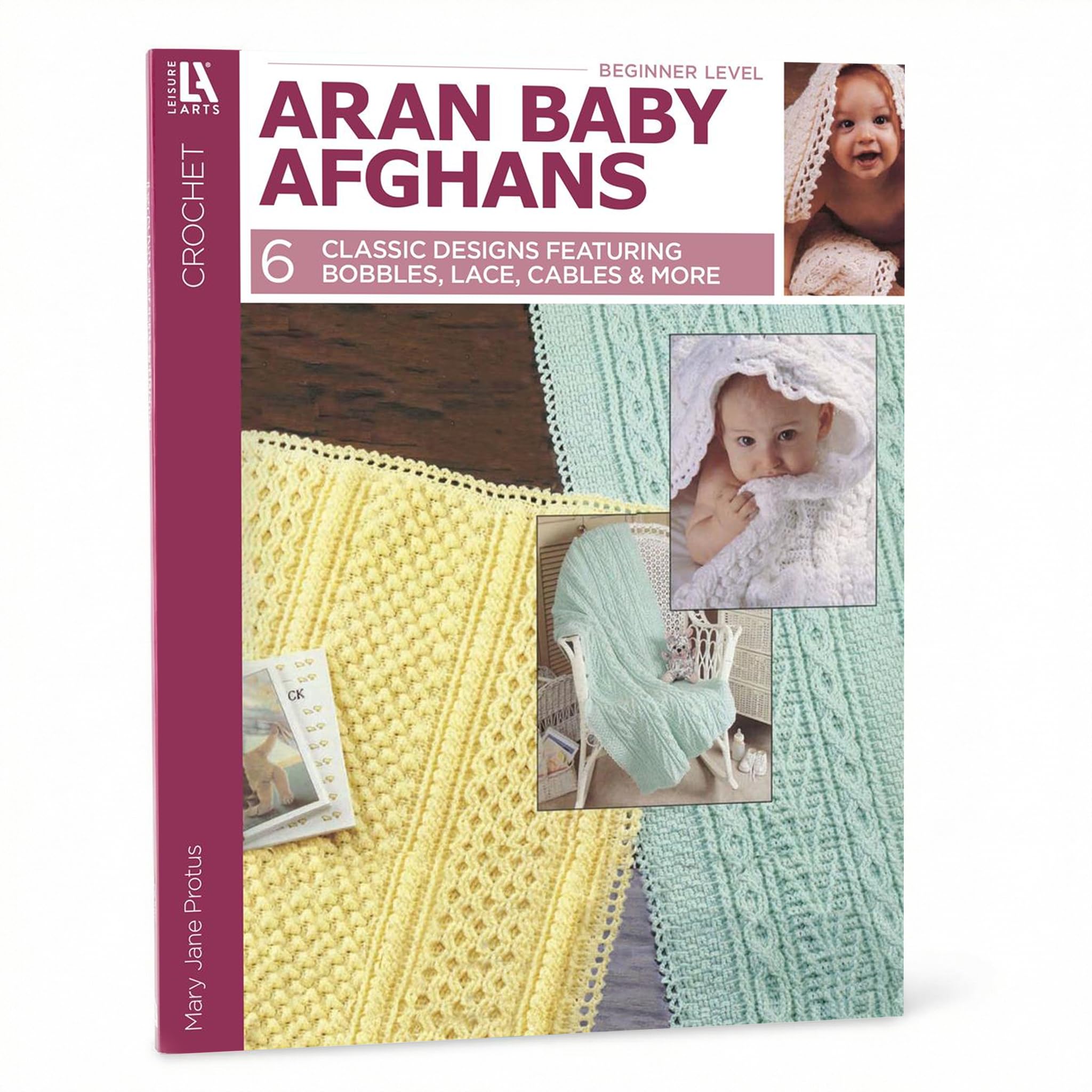 Leisure Arts Crochet Aran Baby Afghans pattern book cover | Mubboo