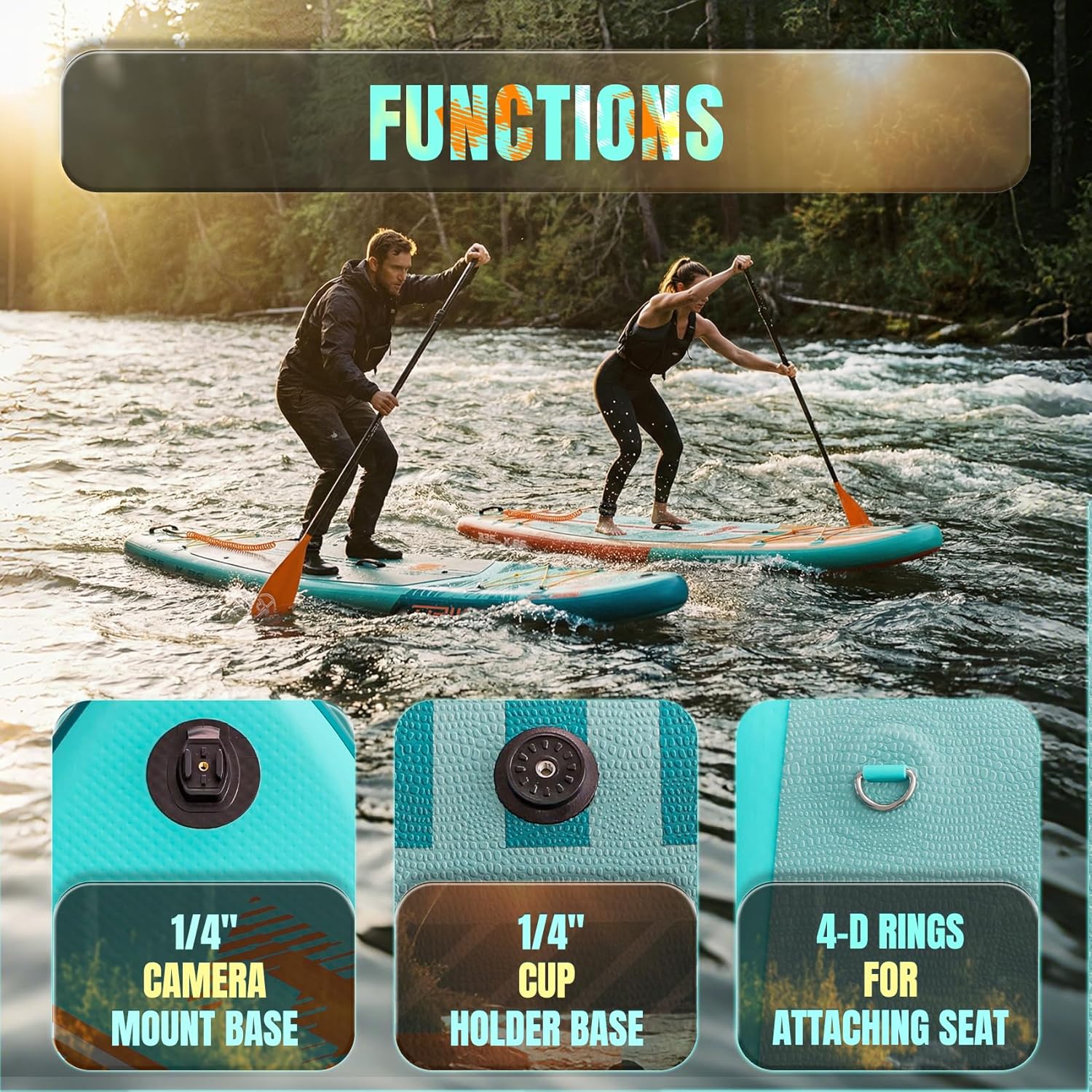UPWELL 11'×34" Stand Up Paddle Board, SUP Board for Adults & Teens, Inflatable SUP Board with Premium Accessories, 120L Backpack, Paddle, Leash, Hand Pump, Fins