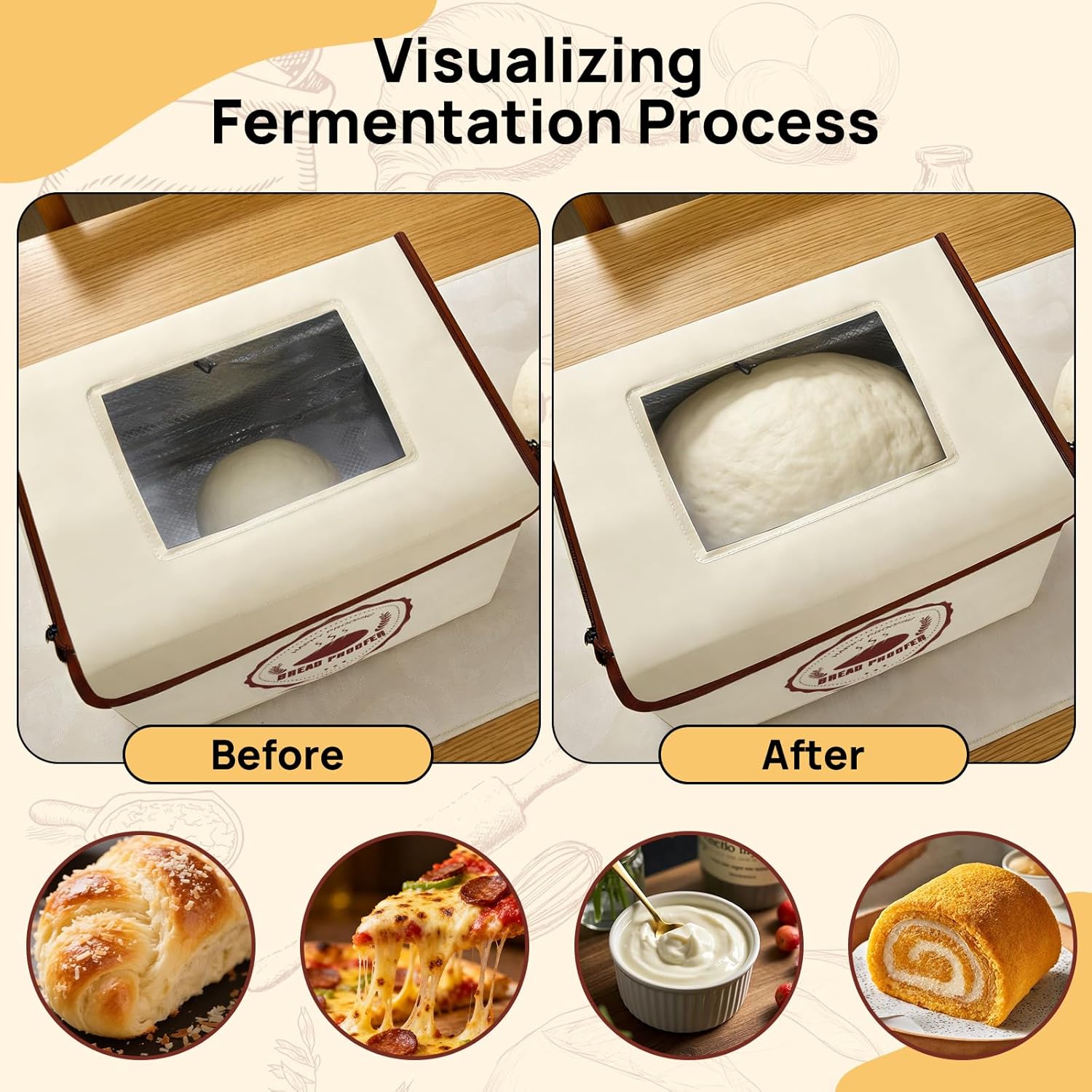 Versatile Dough Proofer Warming Box Adjustable Temperature Timer Control Bread Proofing Box Collapsible Design Sourdough Proofing Container for Making Bread