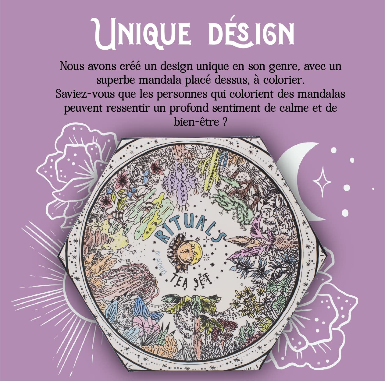 ACORUS | Assortiment de thé Rituals | Coffret cadeau de 6 paniers à thé naturels assortis | Créez vos rituels quotidiens | Grande boîte de sélection | 60 sachets de thé